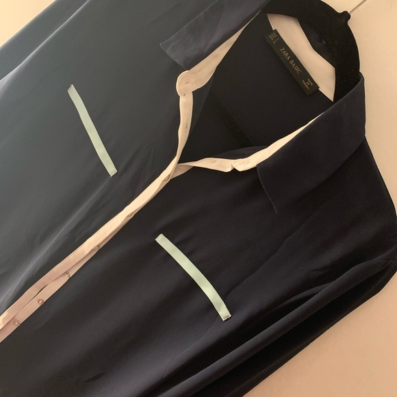 ZARA navy shirt with contrasting trim - Picture 4 of 6